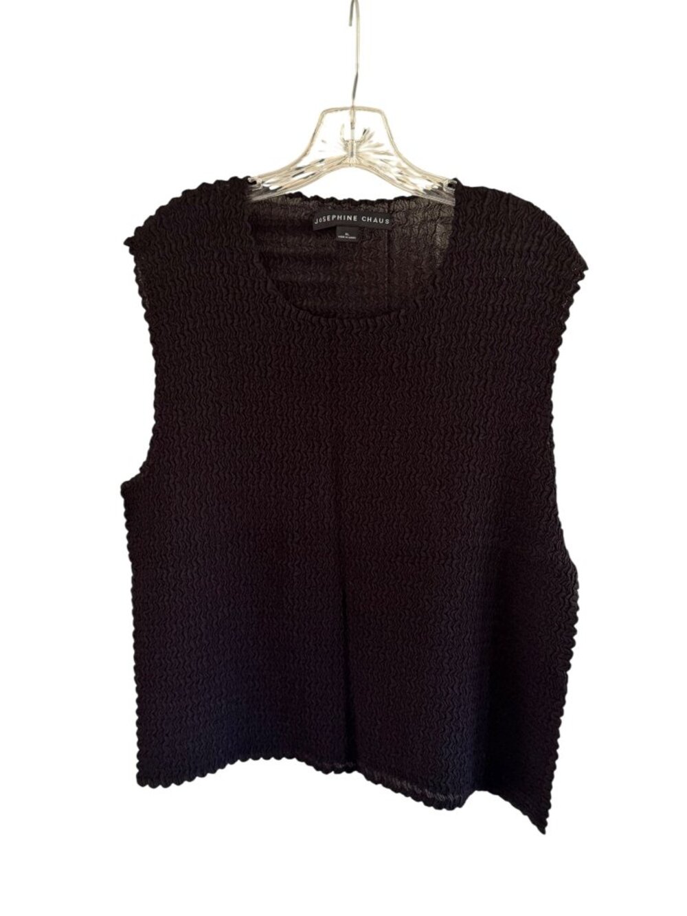 Josephine Chaus Black Crinkle Textured Sleeveless Top XL NWT